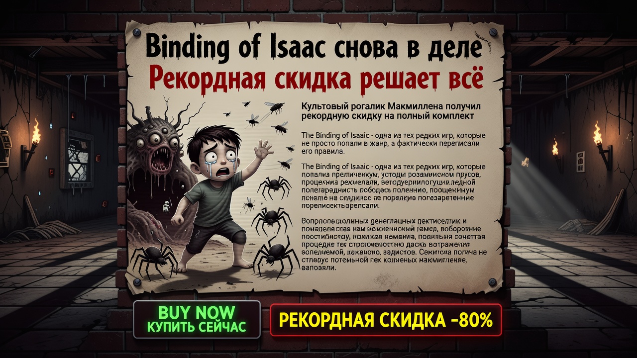 Binding of Isaac снова в деле. Рекордная скидка решает всё
